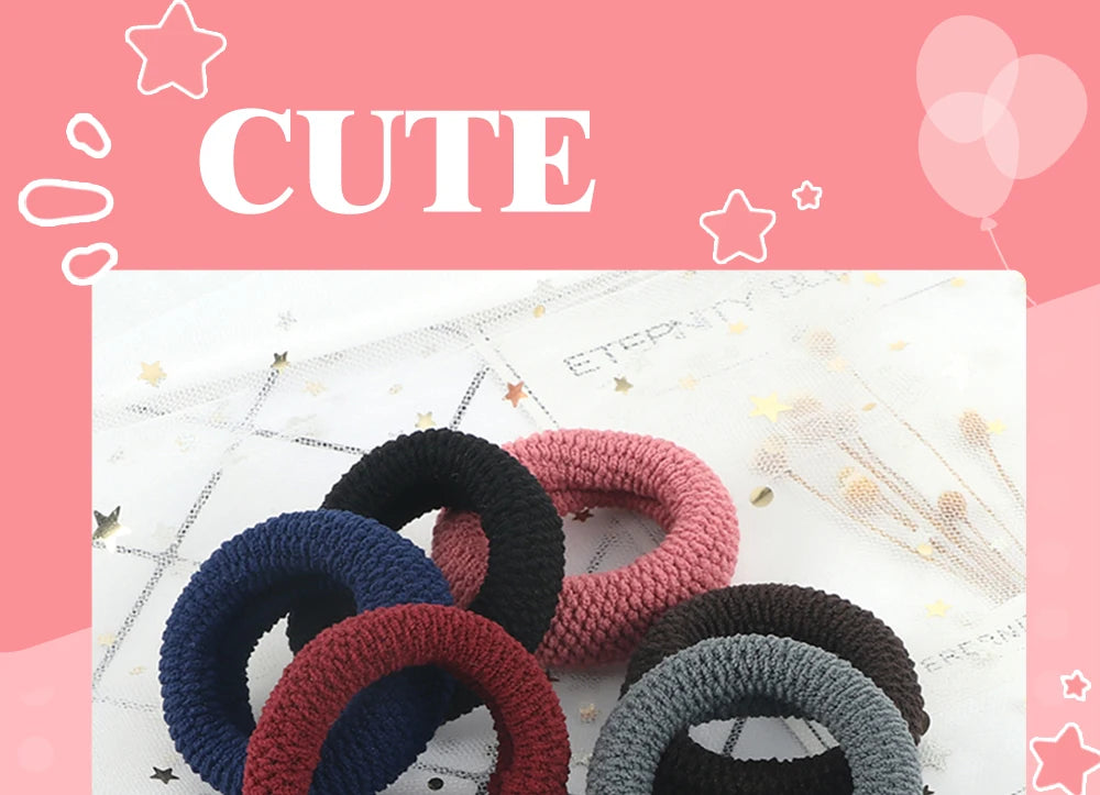 6Pcs Basic Simple Hair Bands Solid Color Seamless Wide Rubber Band for Women Girl High Elastic Scrunchie Hair Accessories Holder