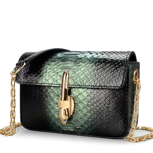 Custom Luxury Real Snake Skin Leather Chain Women Evening Designer Mini Crossbody Flap Bag Handbag Purse for Women