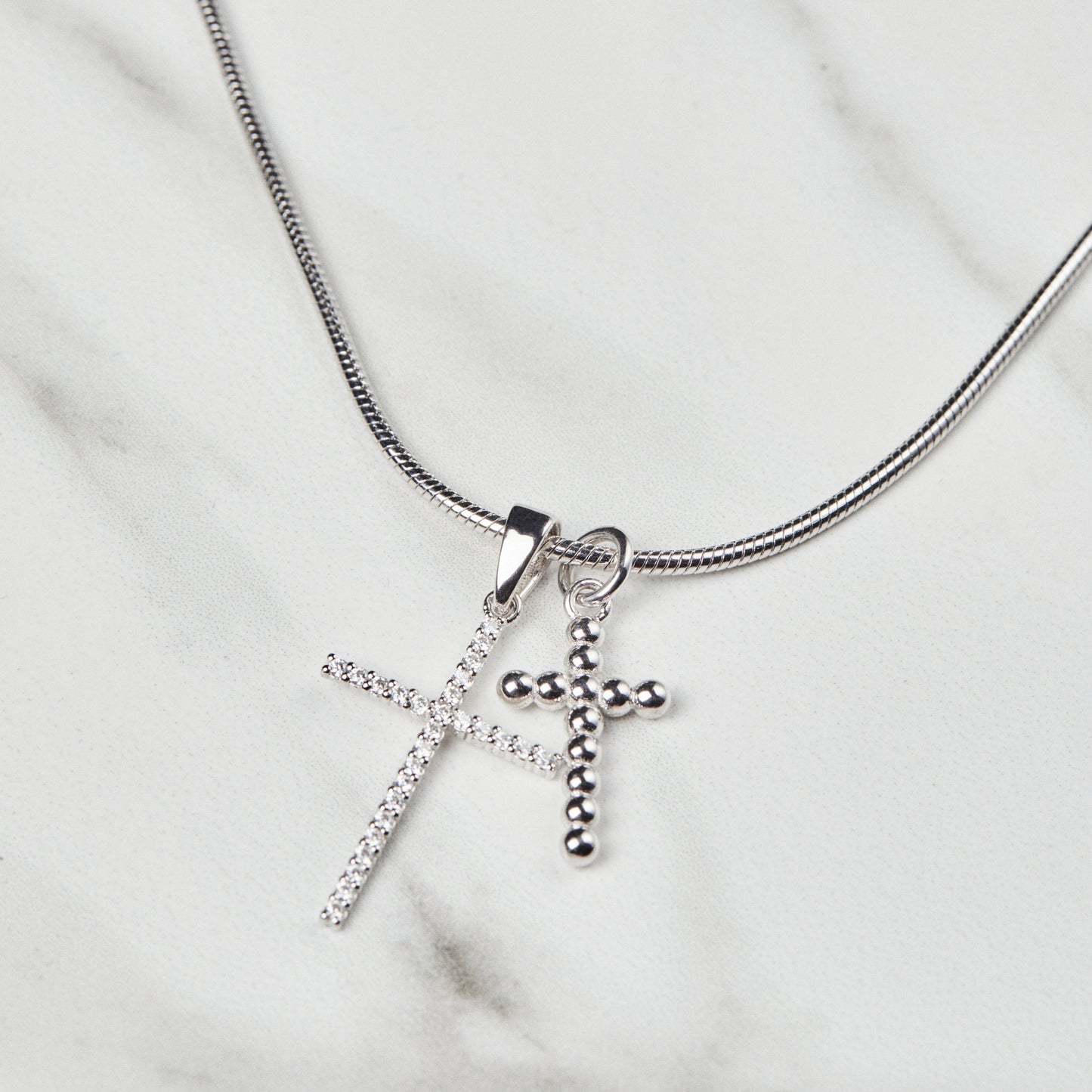 925 Sterling Silver Cross Moissanite Logo Pendants Necklace Customizable Double Cross Necklace for Men Religious Silver Chain
