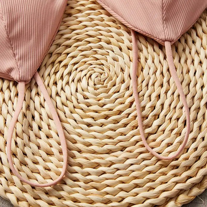Women Tank Top Triangle Cup Cropped Top Female Seamless Underwear Sexy Lingerie V-Neck Padded Camisole Non-wire Bra Tops