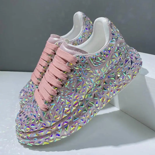 Diamond Chaussures De Sport  Walking Casual Zapatillas  Shoes Mujer Women's Pink Fashion Sneakers
