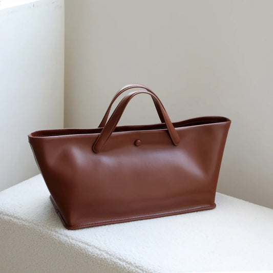 2025 New Arrival Women's Retro Cow Leather Large Capacity Shoulder Bag Vintage Style  Fashionable Simple Lady Handbag