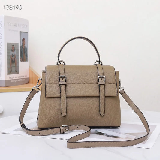 2025 New Fashionable Women's Shoulder Bag Top Layer Cowhide Zipper Closure Large Capacity Spring Leather Handbag Elegant Lady