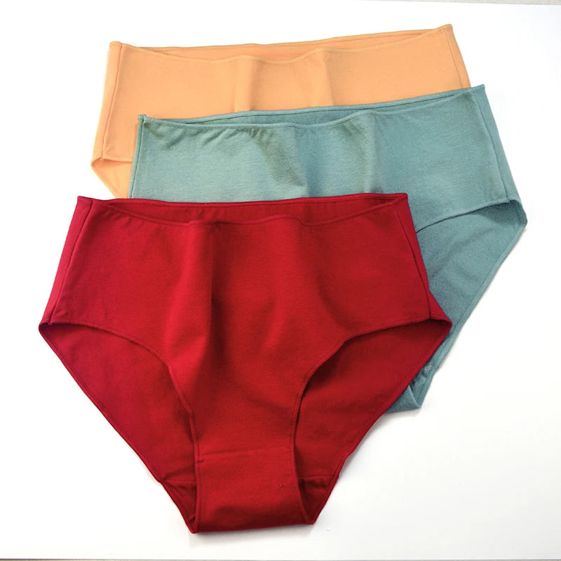 6Pcs/Set Cotton Panties Women High Waist Briefs Breathable Seamless Underwear Solid Color Soft Panty M-2XL Underpants Intimates