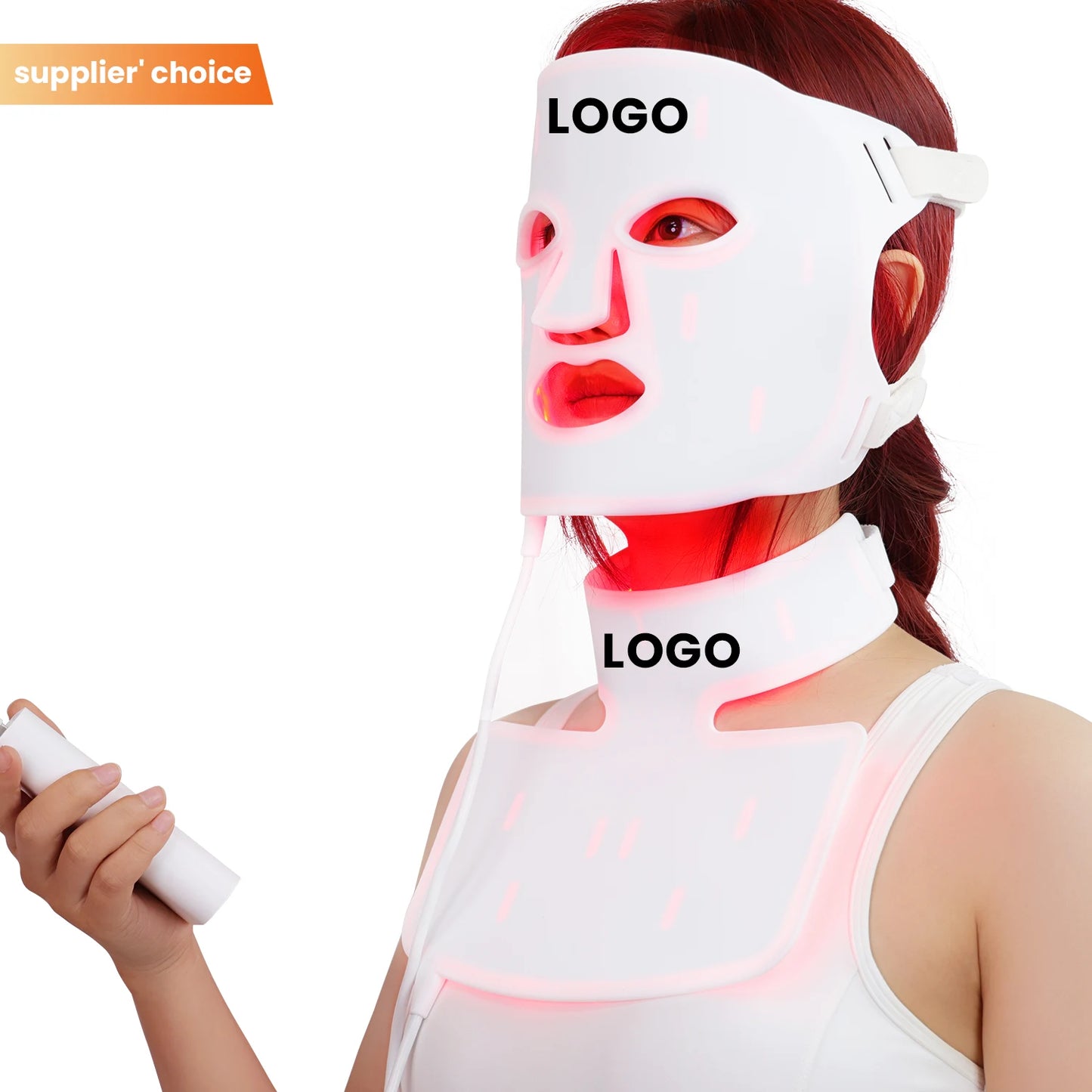 High Grade 630nm 830nm Infrared Beauty Mask and Neck White Silicone Facial Red Light Therapy Led Face Mask