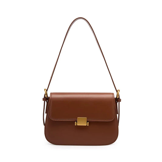 Women Cowhide Saddle Handbag Small Wedding Flap Underarm Shoulder Bag Retro Leather Square Box Messenger Tote for Lady Female