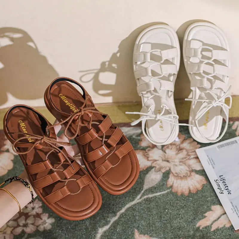 High Quality Casual Beach Slippers Handmade Sexy Leather Flat Sandals for Women