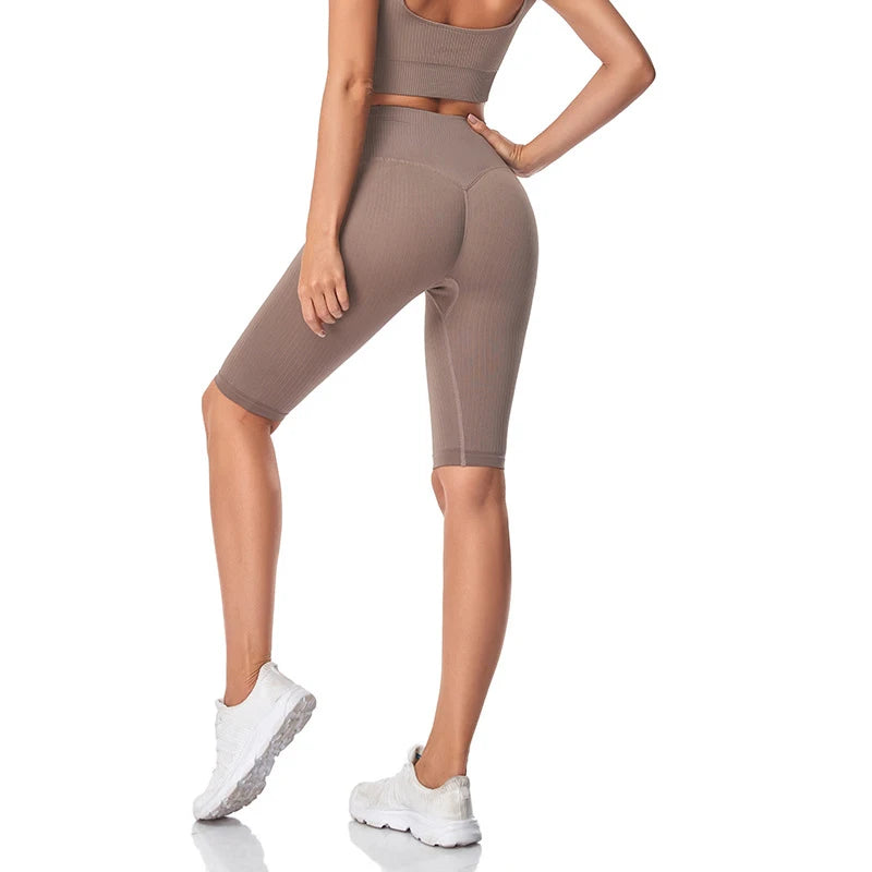 Seamless Fitness Women Yoga Shorts High Waist Workout Shorts Hip Push Up Yoga Running Shorts Sport Gym Leggings