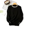 New Autumn Winter Beaded Pullover Sweater Women's Round Neck Long-sleeved Sweater Loose Thin Sweater