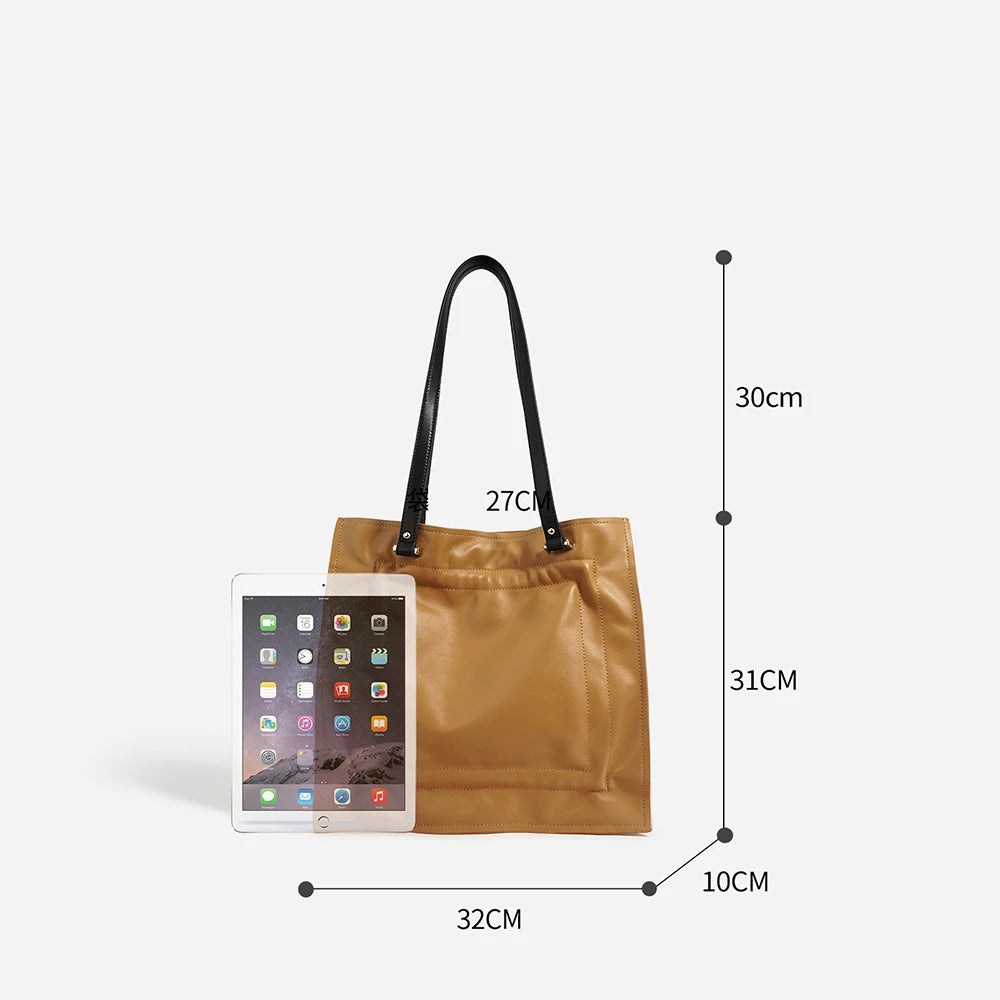 Large Capacity Cowhide Leather Tote Bag for Women  Your Creative Design Genuine Leather Tote Bag for Women