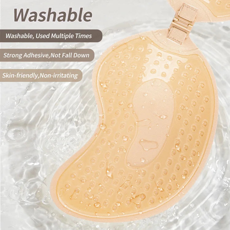 Silicone Invisible Underwear Strapless Bra for Women F Cup Seamless Strapless Front Buckle Backless Mango-shaped Adhesive Bras