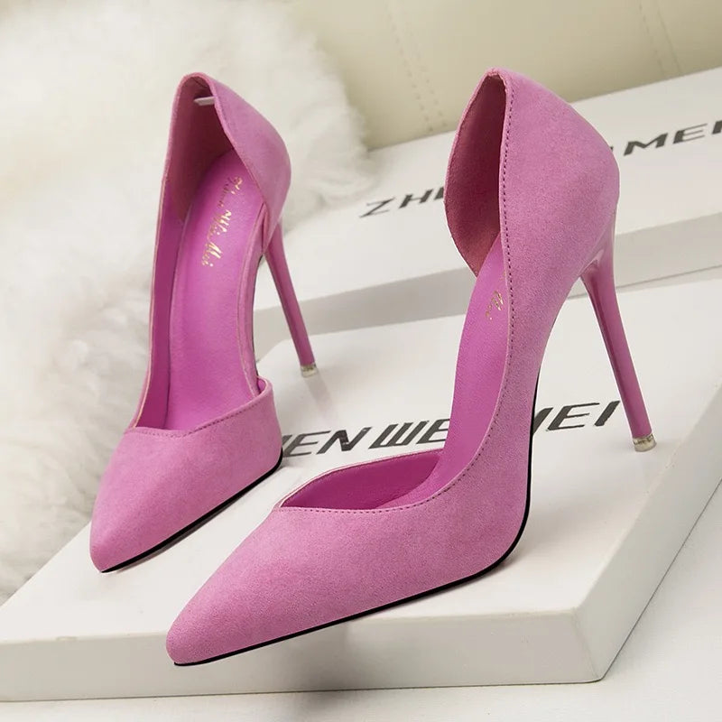 Trendy Color Sandalias Romanas Top Quality Stiletto Summer Sandals Elegant Purple Suede  Heels