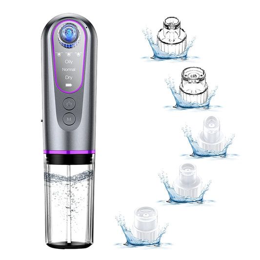 Professional 6 Suction Heads Facial Pore Blackhead Remover Vacuum - Face Cleaner and Blackhead Extractor for All Skin Types