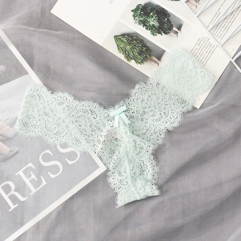 Lace Sexy G-String Thong Transparent Women Panties Low-Waist Female Underpants Mesh Perspective Briefs Lingerie