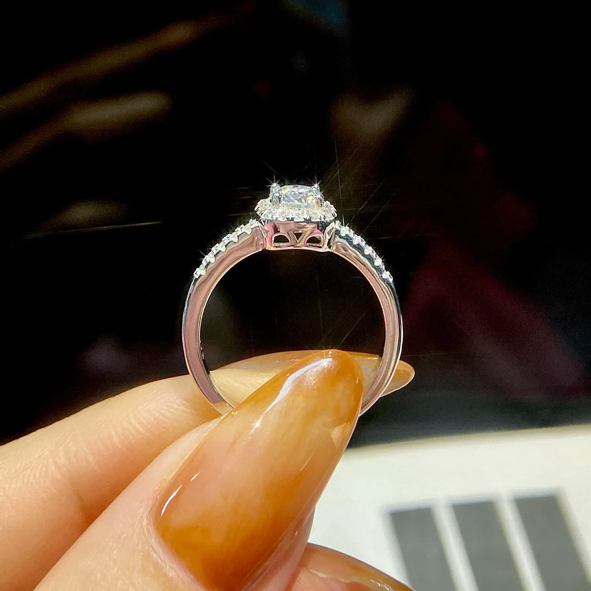 925 Sterling Silver 18k White Gold Plating GRA 0.5 CT square Shape Diamond Moissanite Ring Women Wedding Fine Jewelry