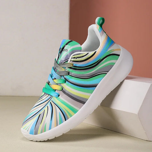 New Large Size Lace-up Colorful Canvas Flat Shoes for Women