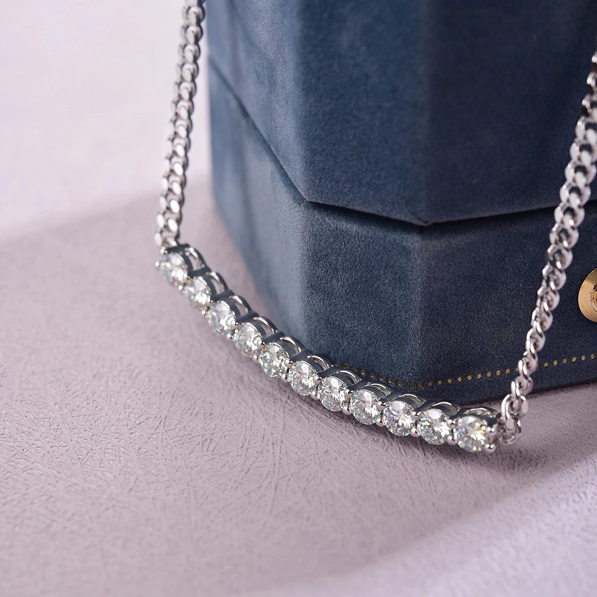 GRA  Diamond Moissanite Jewelry Hip Hop Shiny Band Tennis Smile Shape Necklace 925 Sterling Silver for Women