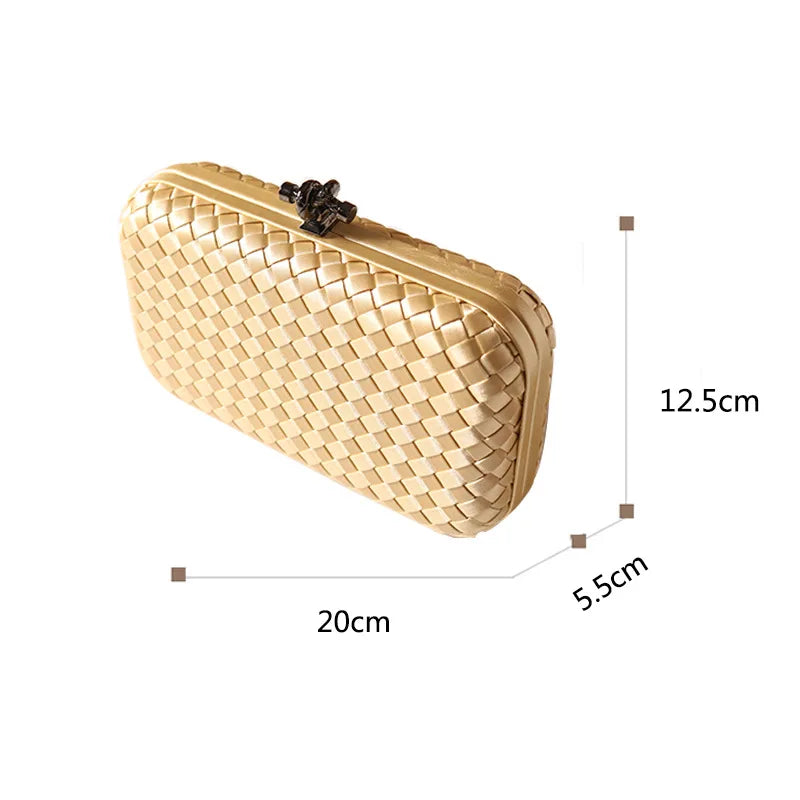 Luxury Satin Woven Ladies Crossbody Bag Handmade Evening Purse Chains for Banquet Wedding Dress Fashionable Clutch for Women