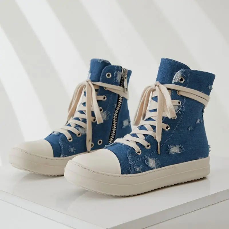 Unisex Chaussures Femme Tendance 2025 Zip Low Platform Canvas Sport Boots Mujer Sneakers Casual Shoes