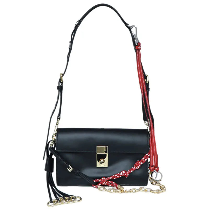 Deluxe 2026 New Soft Sound Motorcycle Messenger Bag Retro Small Pendant Flap Closure Genuine Leather Square Bag Women