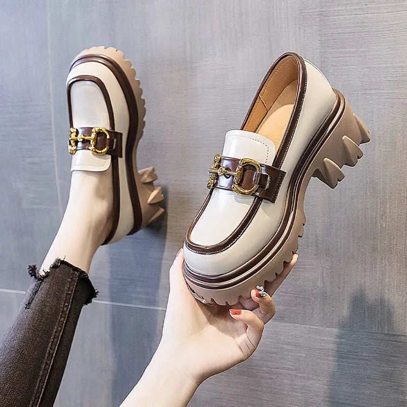 Womens Loafers 2025 New Fashion PU Leather High Pumps Women Shoes Casual High Quality Ladies Loafers