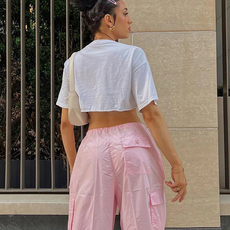 Loose Sweatpants 2025 Autumn Women Pink Sport Pants High Waist Loose Trouser Female Fashion Streetwear Straight Pants