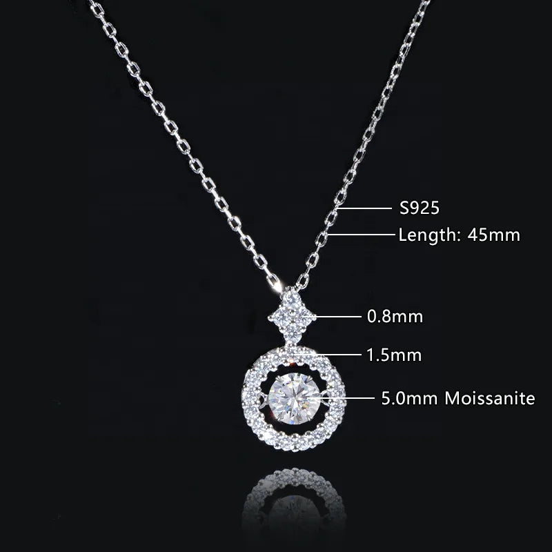 MomentWill Fashion Designs 925 Silver Fine Cute Simple Jewelry  Moissanite Necklaces