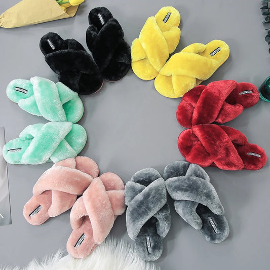 Size 26-35 KIds and Adult Factory Direct Sell Slides Vendor Fluffy Flip Flop New Color Plush Warm Fur Slippers for Women