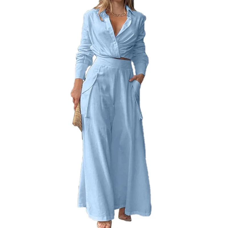 2025 European and American Women's Clothing New Style Temperament Commuting Trend Shirt Fashion Set Women's Two-piece Set