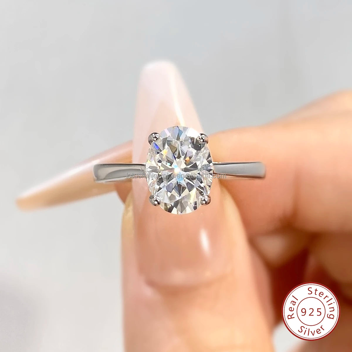 GRA Certified Real 1CT Oval Cut Moissanite Ring 925 Sterling Silver 18K Gold Wedding Diamond for Women Engagement Bride Jewelry