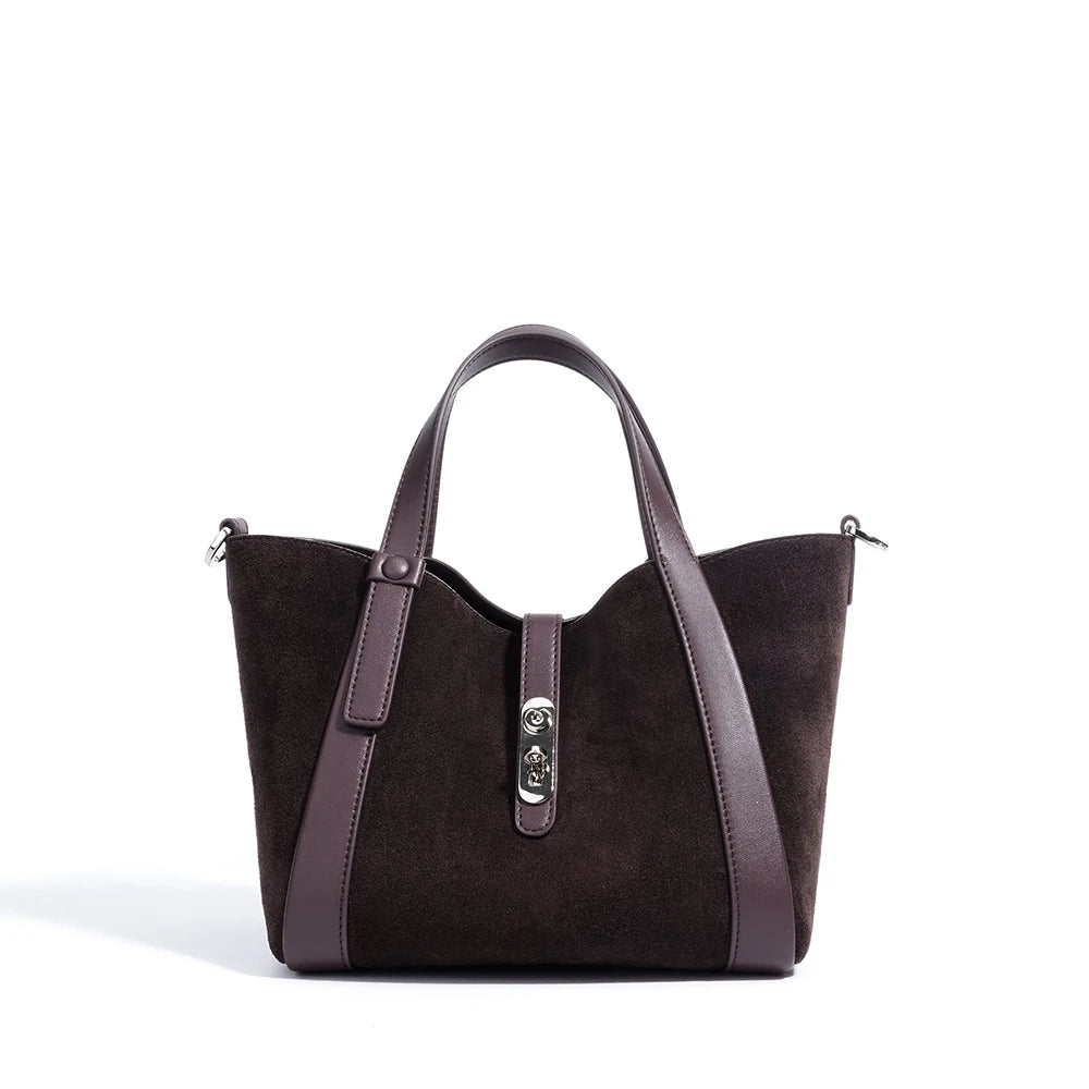 2025 New Suede Leather Bags Winter Frosted Cowhide Women's Bucket Bags Genuine Cowhide Leather Handbags for Women