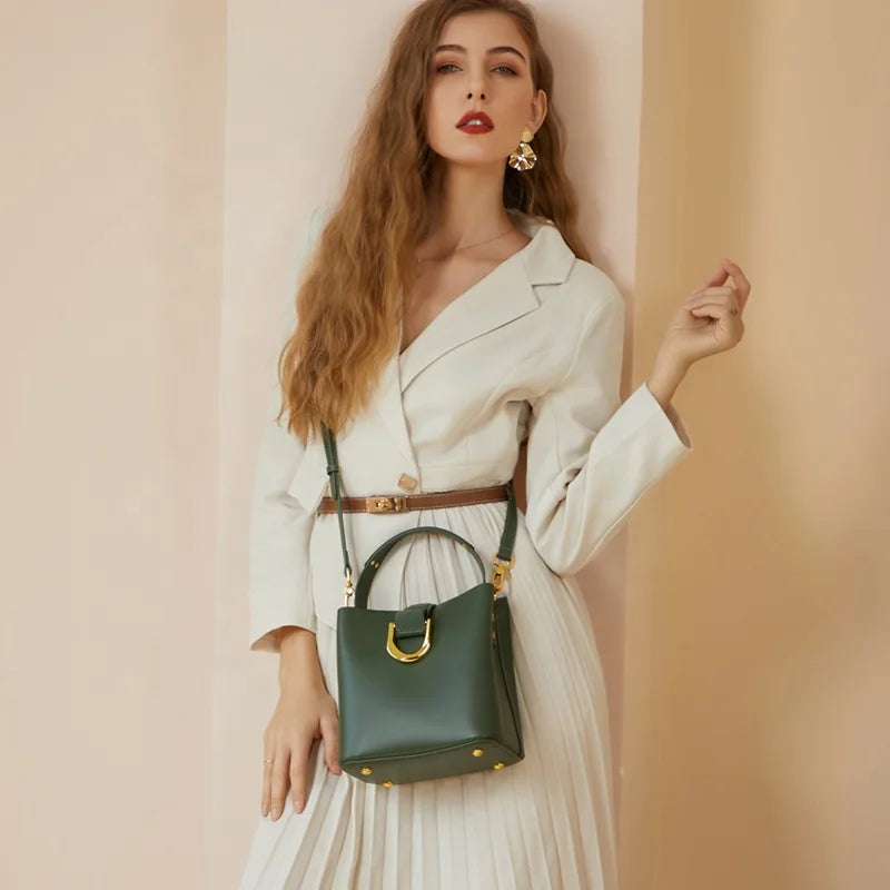 100% Genuine Leather Fashion Luxury Women's Real Leather Handbag Large Capacity Shoulder Classic Waterproof Lady Bag