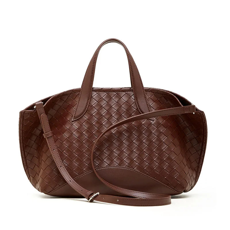 Intrecciato Woven Cowhide Leather Lady Luxury High-end Winter Summer Portable Genuine Split Leather Single Shoulder Tote Bag