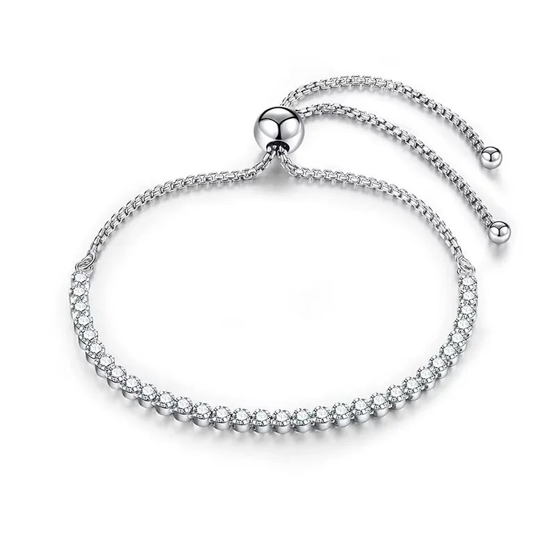 Real 2mm Moissanite Diamond Bracelet for Women Birthday Gift 925 Sterling Silver White Gold Plated Wedding Fine Quality Jewelry