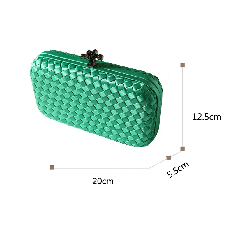 Luxury Satin Woven Ladies Crossbody Bag Handmade Evening Purse Chains for Banquet Wedding Dress Fashionable Clutch for Women