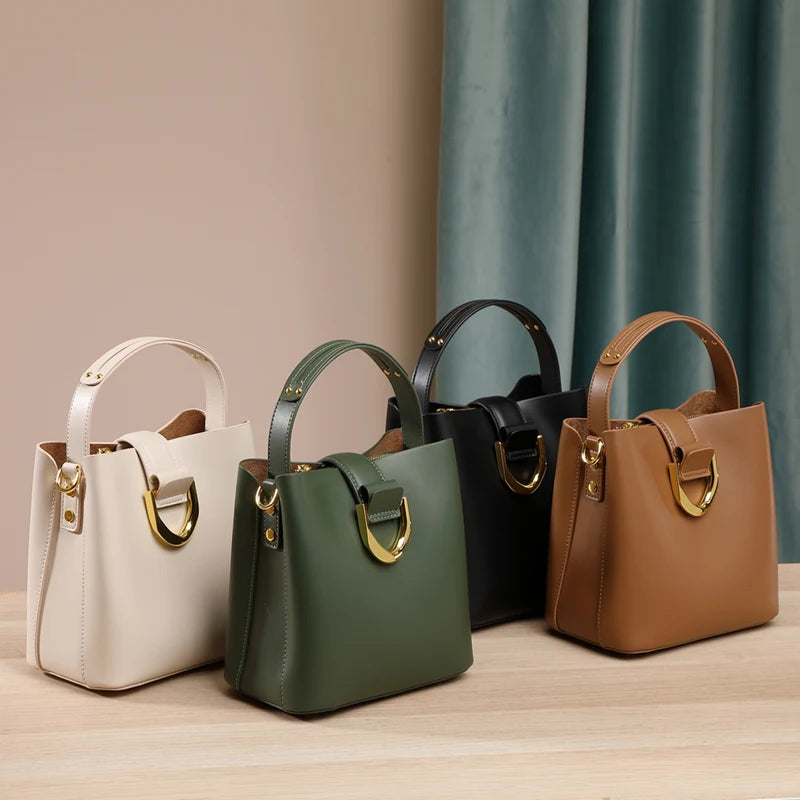 100% Genuine Leather Fashion Luxury Women's Real Leather Handbag Large Capacity Shoulder Classic Waterproof Lady Bag