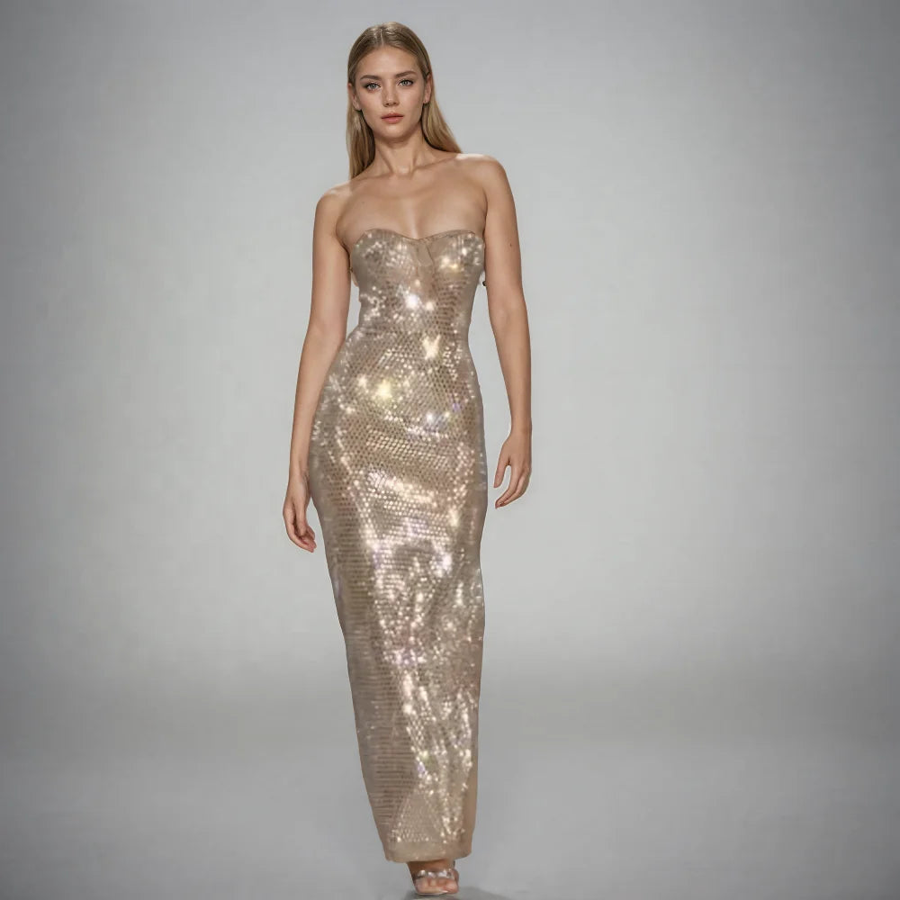 Luxury Evening Dresses Women Sexy Long Rhinestone Shiny Bodycon Dress Woman Bling Sexy Party Dresses