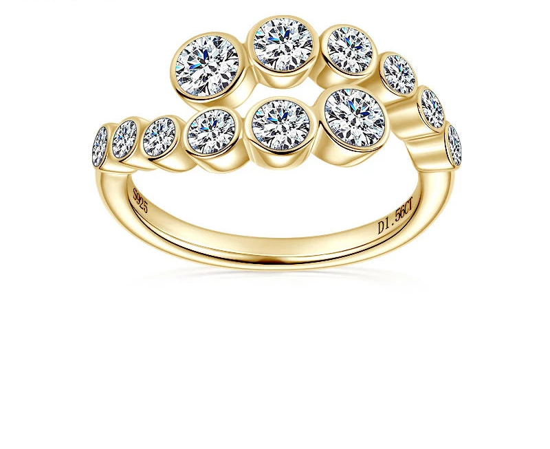 925 Silver 4mm&3.5mm&3mm&2.5mm Bezel Set Moissanite Bubble Twist Shank Open Wedding Engagement Moissanite Ring for Women