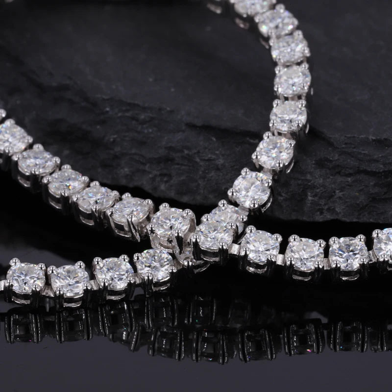 Starsgem Round Cut Moissanite Diamond 925 White Gold Necklace for Women