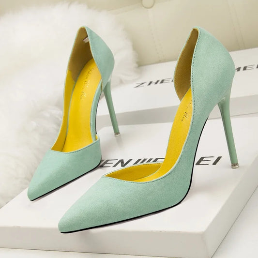 Trendy Color Sandalias Romanas Top Quality Stiletto Summer Sandals Elegant Purple Suede  Heels