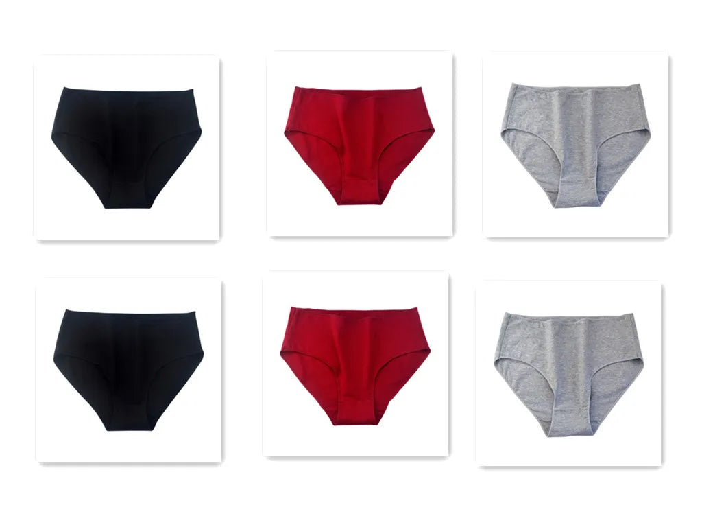 6Pcs/Set Cotton Panties Women High Waist Briefs Breathable Seamless Underwear Solid Color Soft Panty M-2XL Underpants Intimates