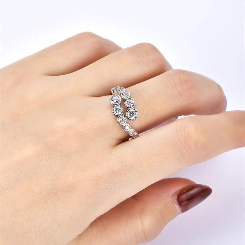 925 Silver 4mm&3.5mm&3mm&2.5mm Bezel Set Moissanite Bubble Twist Shank Open Wedding Engagement Moissanite Ring for Women