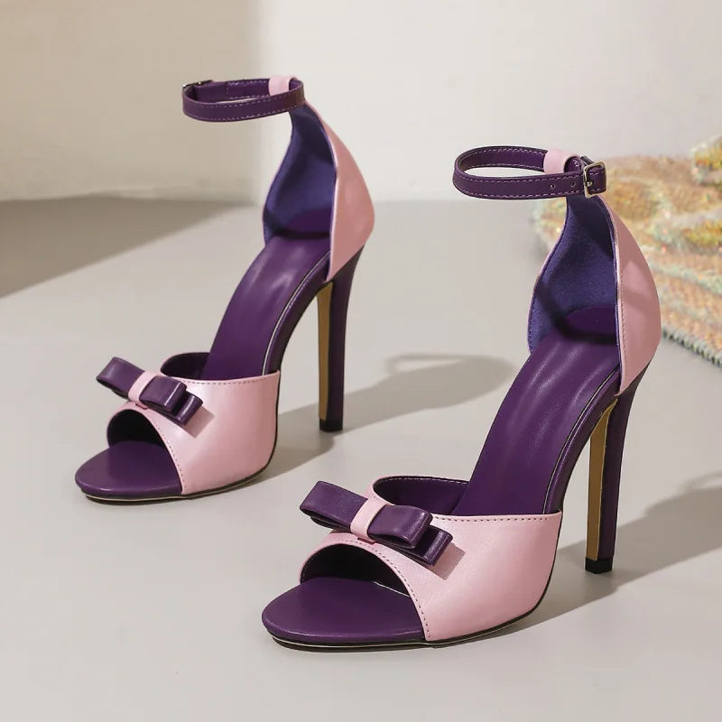 Purple Zandalias  Talon Femmes Sandal Shoes Open Toe Summer Heels for Women
