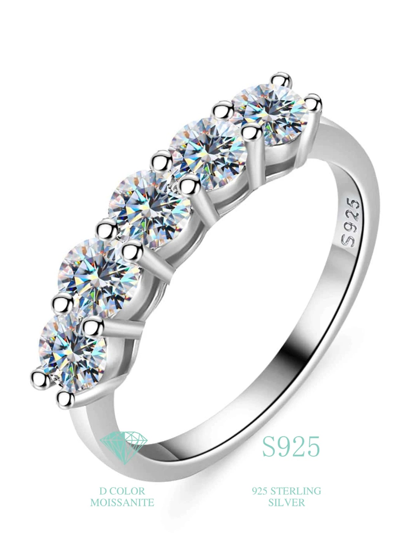Cluster GRA Certified Moissanite Diamond Ring 925 Sterling Sliver Iced Out Hip Hop Tennis Eternity Band Cuban Link Fine Jewelry