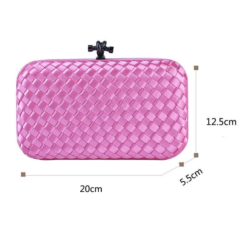 Luxury Satin Woven Ladies Crossbody Bag Handmade Evening Purse Chains for Banquet Wedding Dress Fashionable Clutch for Women