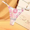 Lady Panties Elegant Floral Embroidery Lace Thong Set for Women Low Waist Hollow Out Underwear with Elastic for Wedding