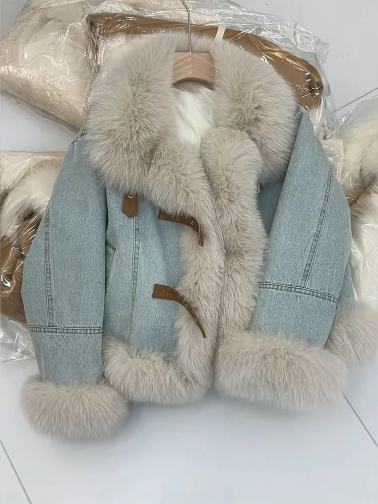 2025 New Thick Warm Coat Denim Coat Women Clip Cotton Short Winter