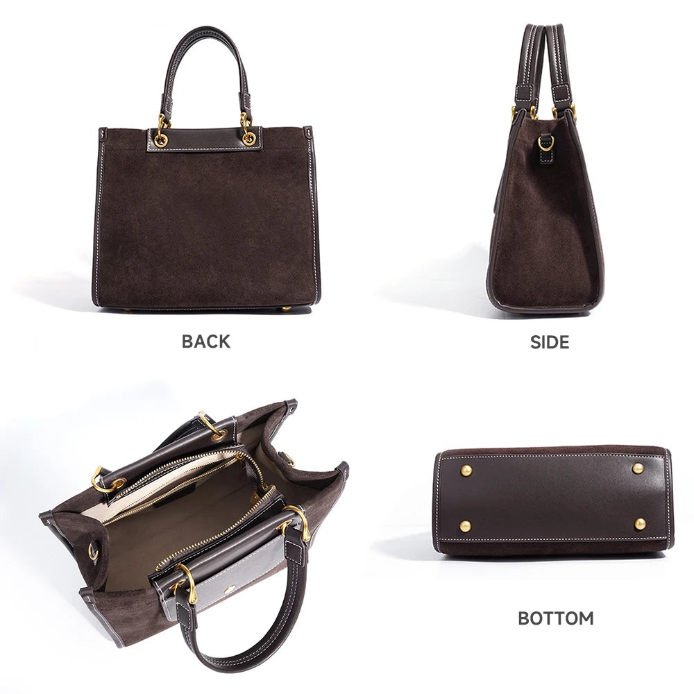 2026 Autumn New Women Suede Genuine Leather Shoulder Tote Underarm Shoulder Bag Leather Handbag for Ladies Hand Bag