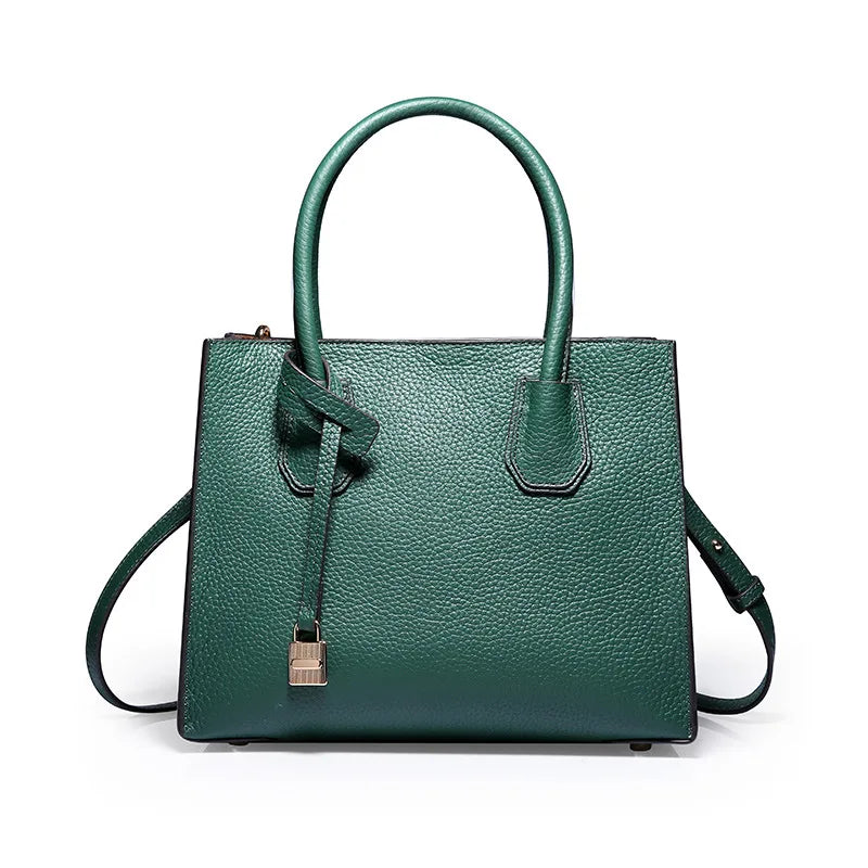 2025 Famous Designer Genuine Cowhide Leather Handbag for Women Casual Tote with Zipper Closure Classic Brand