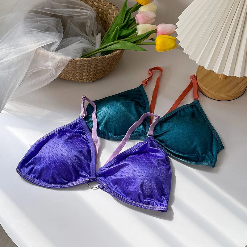 Women Push Up Bra Sexy Lingerie Bralette Wire free Bra Sexy Deep V neck Wireless Underwear Thin Seamless Bra Crossback Bra